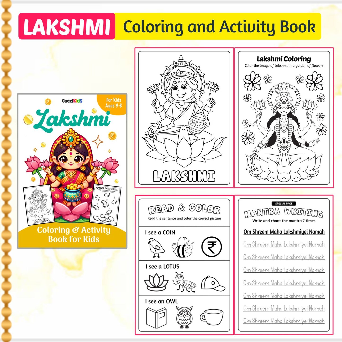 COMBO of 4 - Hindu Goddesses Coloring Books for Kids