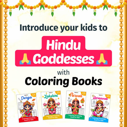 COMBO of 4 - Hindu Goddesses Coloring Books for Kids