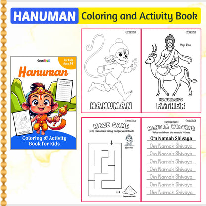 COMBO of 5 - Coloring Books for Kids - Hindu Gods (Ganesha, Shiva, Ram, Krishna, Hanuman)