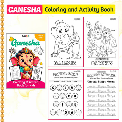 COMBO of 5 - Coloring Books for Kids - Hindu Gods (Ganesha, Shiva, Ram, Krishna, Hanuman)