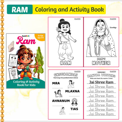 COMBO of 5 - Coloring Books for Kids - Hindu Gods (Ganesha, Shiva, Ram, Krishna, Hanuman)