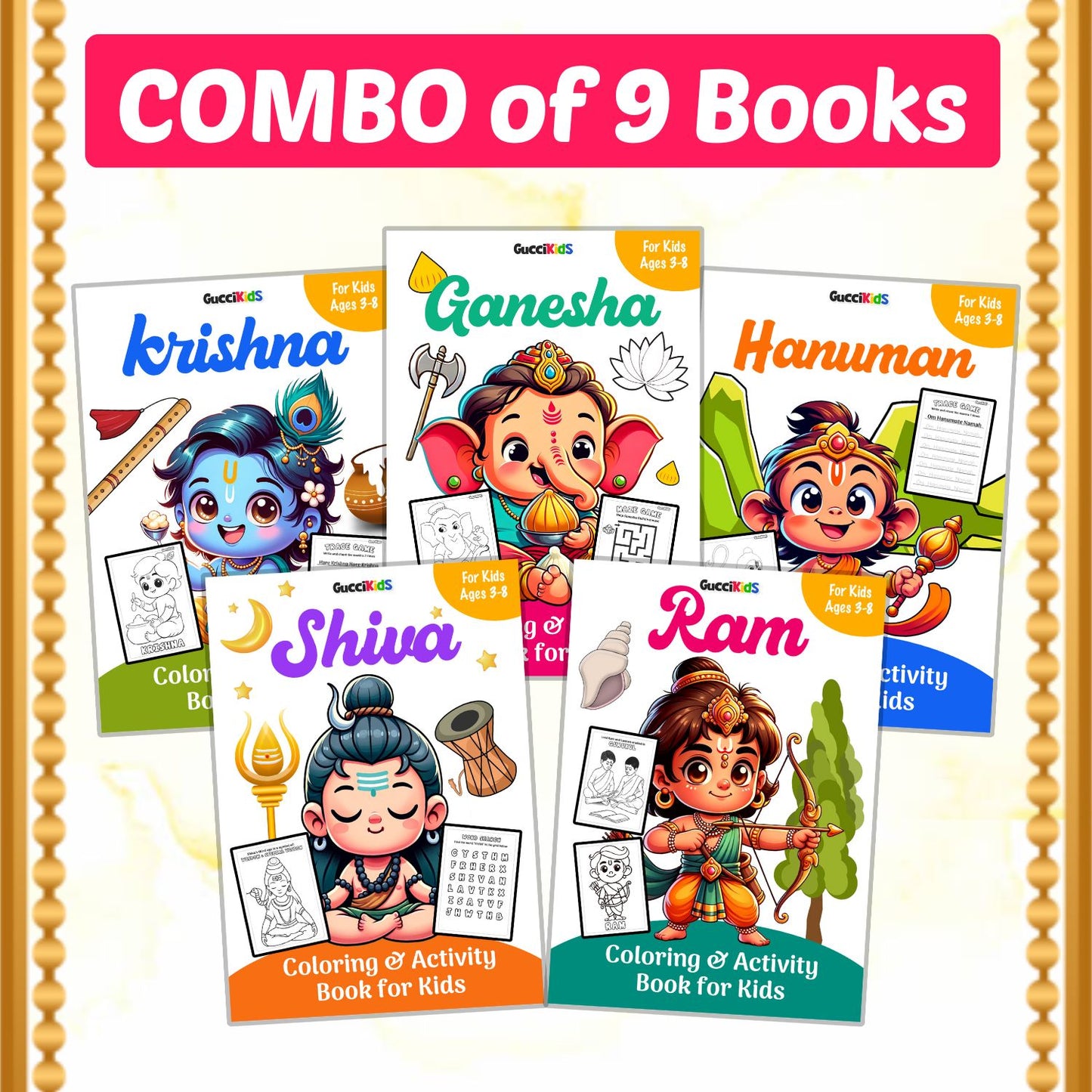 COMBO of 9 - Coloring Books for Kids - Hindu Gods and Goddesses